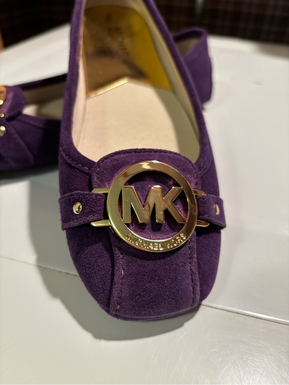 Michael Kors Purple Suede MK Logo Ballet Flats - Picture 3 of 7
